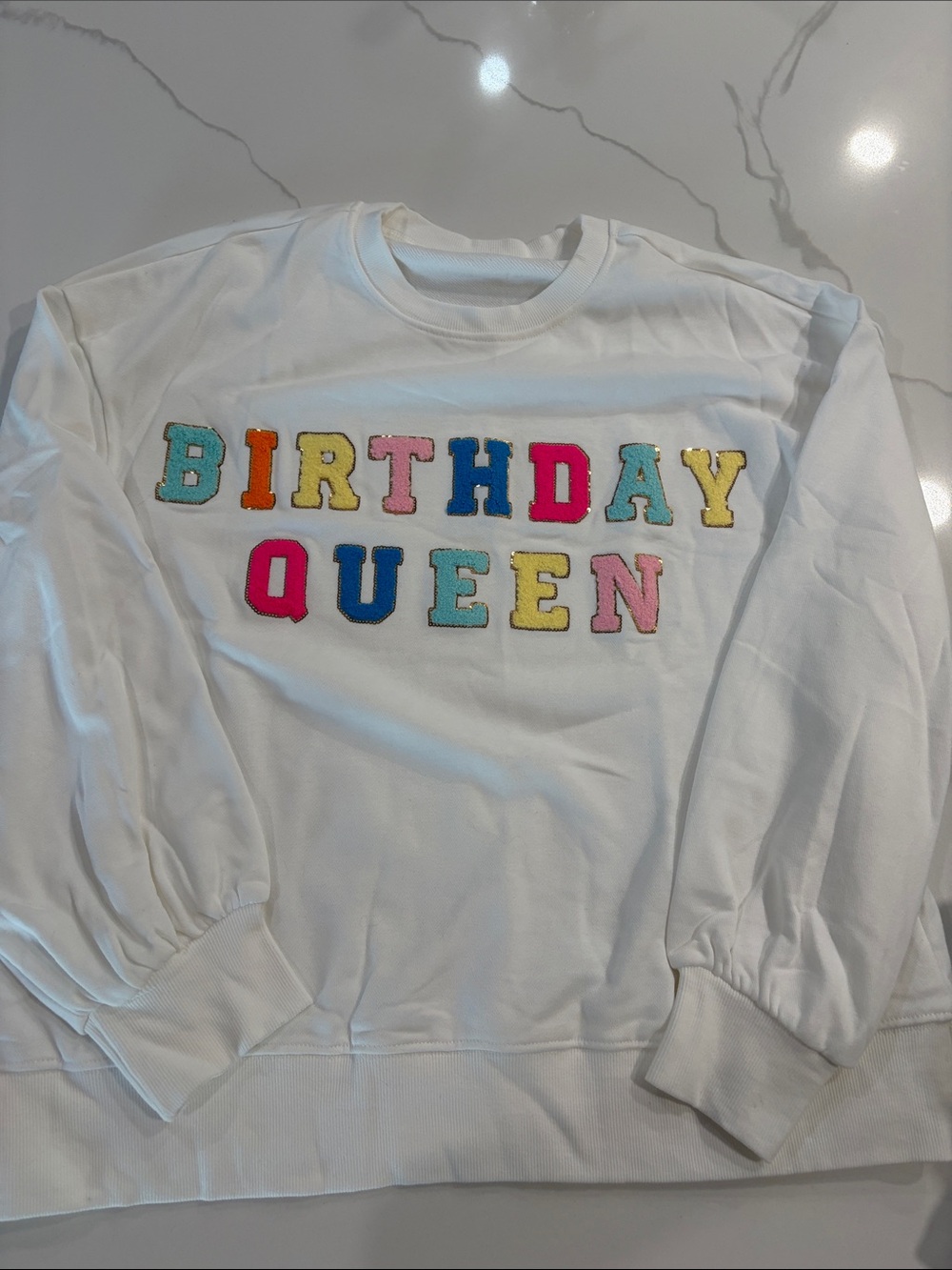 Birthday Queen White Pullover Sweatshirt
